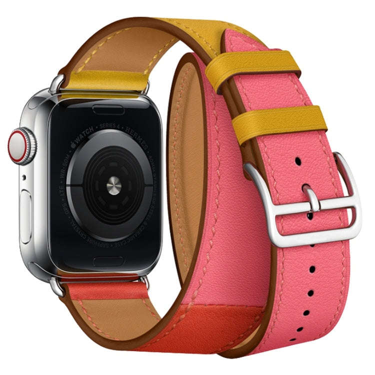 Two Color Double Loop Leather Wrist Strap Watch Band for Apple Watch Series 3 & 2 & 1 42mm, Color...