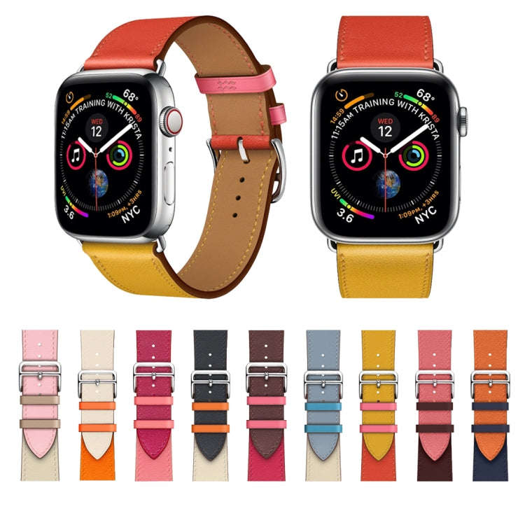 Two Color Single Loop Leather Wrist Strap Watch Band for Apple Watch Series 3 & 2 & 1 38mm, Color...