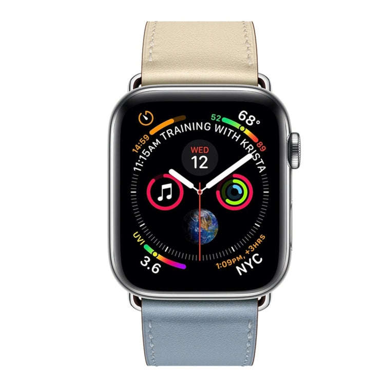 Two Color Single Loop Leather Wrist Strap Watch Band for Apple Watch Series 3 & 2 & 1 38mm, Color...