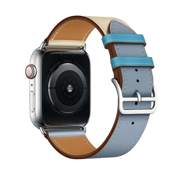 Two Color Single Loop Leather Wrist Strap Watch Band for Apple Watch Series 3 & 2 & 1 38mm, Color...