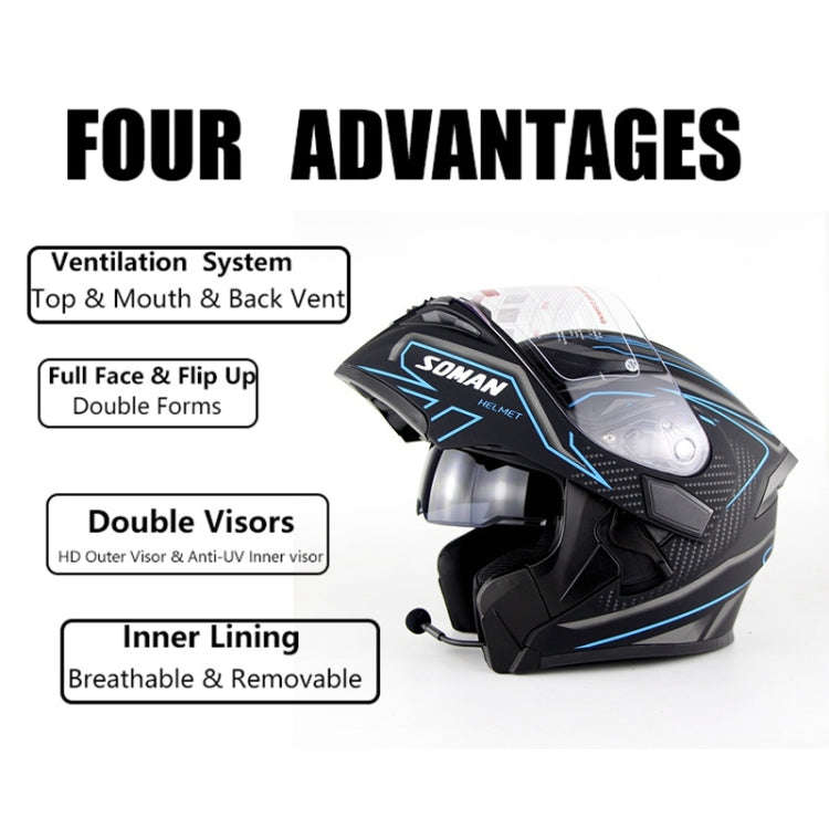 Soman 955 Skyeye Motorcycle Full / Open Face Bluetooth Helmet Headset Full Face, Supports Answer ...