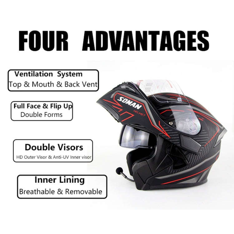 Soman 955 Skyeye Motorcycle Full / Open Face Bluetooth Helmet Headset Full Face, Supports Answer ...
