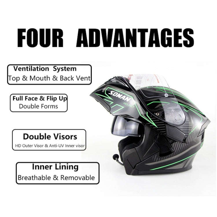 Soman 955 Skyeye Motorcycle Full / Open Face Bluetooth Helmet Headset Full Face, Supports Answer ...