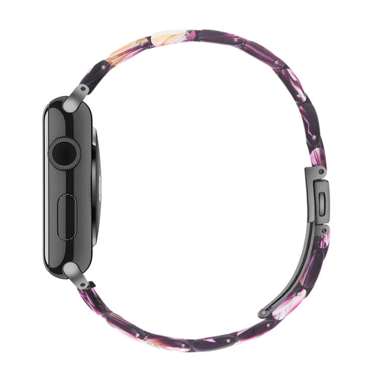 Simple Fashion Resin Watch Band for Apple Watch Series 5 & 4 40mm & Series 3 & 2 & 1 38mm(Purple)
