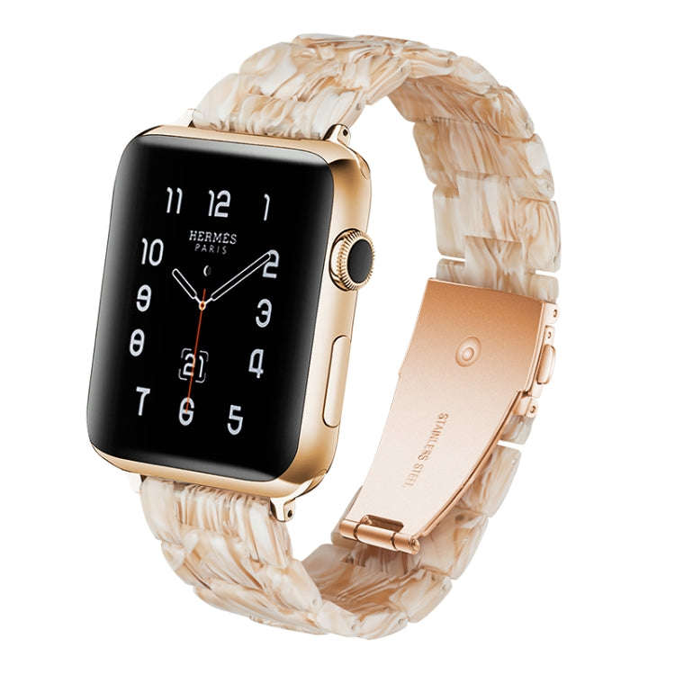 Simple Fashion Resin Watch Band for Apple Watch Series 5 & 4 40mm & Series 3 & 2 & 1 38mm(Silk Wh...