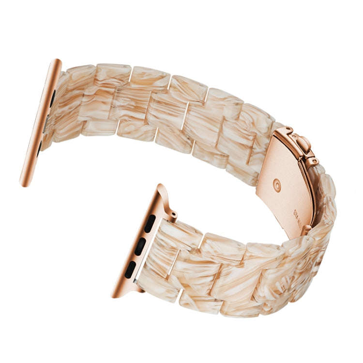 Simple Fashion Resin Watch Band for Apple Watch Series 5 & 4 40mm & Series 3 & 2 & 1 38mm(Silk Wh...