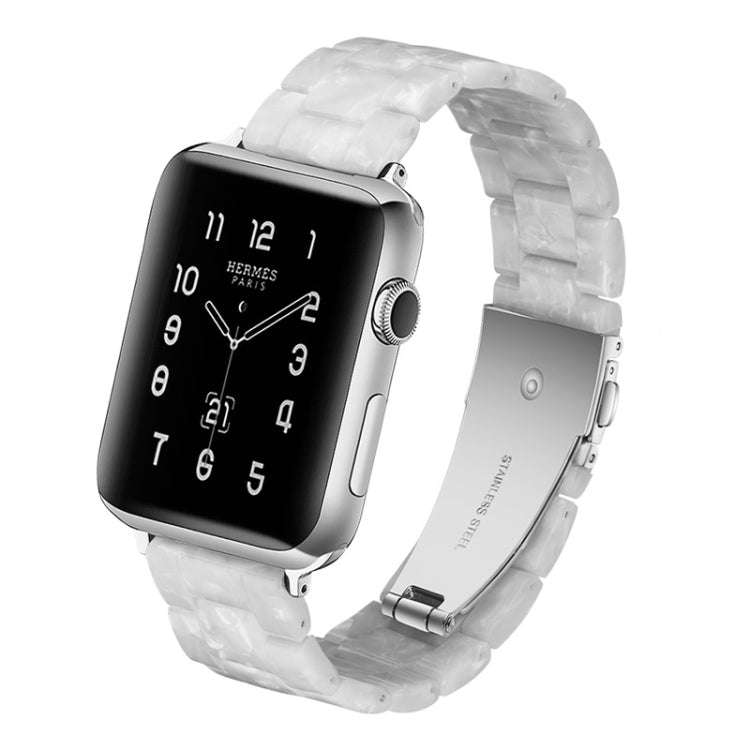 Simple Fashion Resin Watch Band for Apple Watch Series 5 & 4 40mm & Series 3 & 2 & 1 38mm(Pearl W...