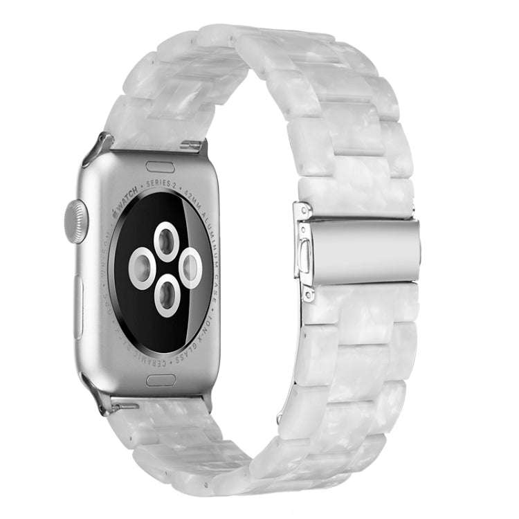 Simple Fashion Resin Watch Band for Apple Watch Series 5 & 4 40mm & Series 3 & 2 & 1 38mm(Pearl W...