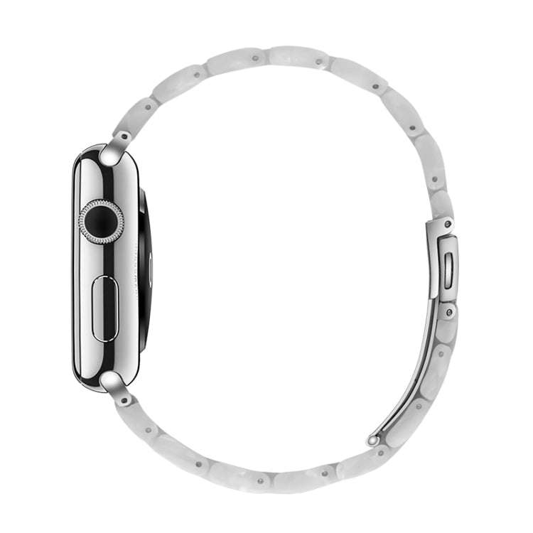 Simple Fashion Resin Watch Band for Apple Watch Series 5 & 4 40mm & Series 3 & 2 & 1 38mm(Pearl W...