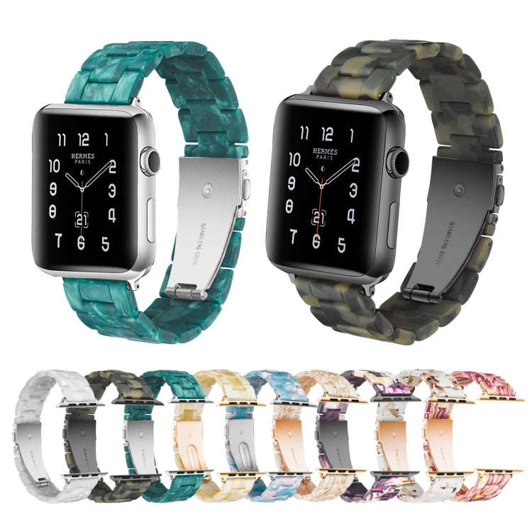Simple Fashion Resin Watch Band for Apple Watch Series 5 & 4 44mm & Series 3 & 2 & 1 42mm(Ivory)