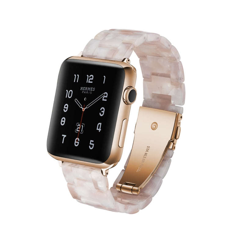 Simple Fashion Resin Watch Band for Apple Watch Series 5 & 4 44mm & Series 3 & 2 & 1 42mm(Pink Fl...