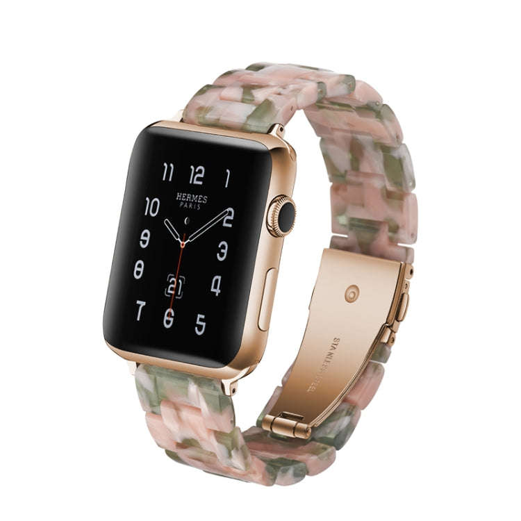 Simple Fashion Resin Watch Band for Apple Watch Series 5 & 4 44mm & Series 3 & 2 & 1 42mm(Pink Gr...