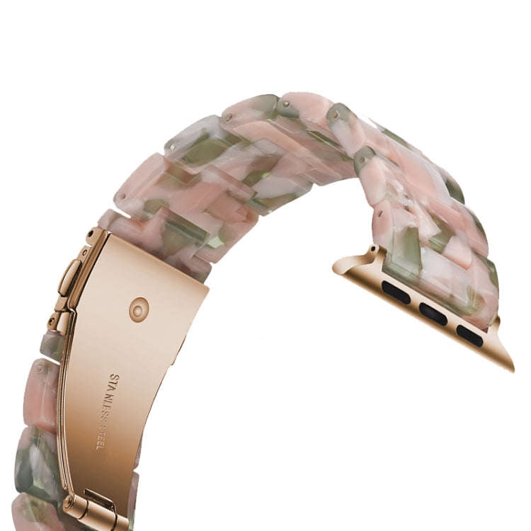 Simple Fashion Resin Watch Band for Apple Watch Series 5 & 4 44mm & Series 3 & 2 & 1 42mm(Pink Gr...