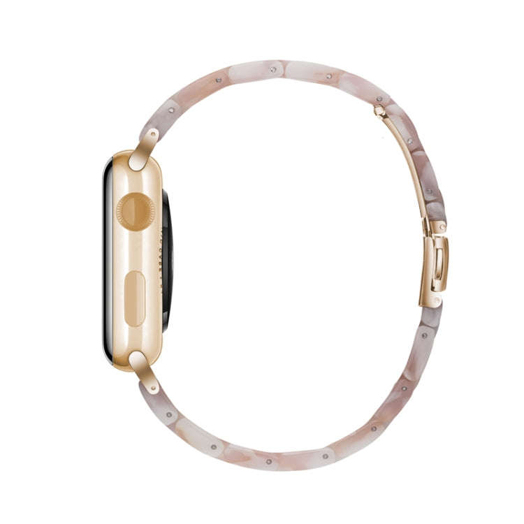 Simple Fashion Resin Watch Band for Apple Watch Series 5 & 4 40mm & Series 3 & 2 & 1 38mm(Pink Fl...