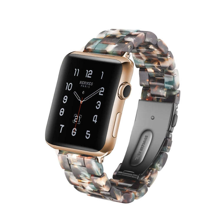 Simple Fashion Resin Watch Band for Apple Watch Series 5 & 4 40mm & Series 3 & 2 & 1 38mm(Blue Fl...