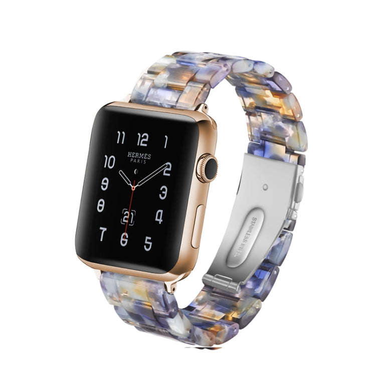 Simple Fashion Resin Watch Band for Apple Watch Series 5 & 4 40mm & Series 3 & 2 & 1 38mm(Blue Oc...