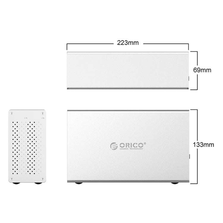 ORICO Honeycomb Series WS200RC3 SATA 3.5 inch USB 3.1 USB-C / Type-C Dual Bays Aluminum Alloy HDD...