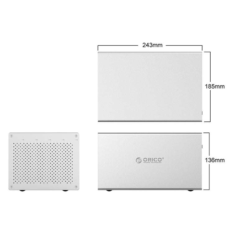 ORICO Honeycomb Series WS500C3 SATA 3.5 inch USB-C / Type-C 5 Bays Aluminum Alloy HDD / SSD Enclo...