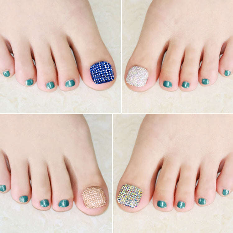2 PCS Crystal Fake Nail Art Tips Rhinestone Full Cover Toenails Decals Stickers(NO:17)