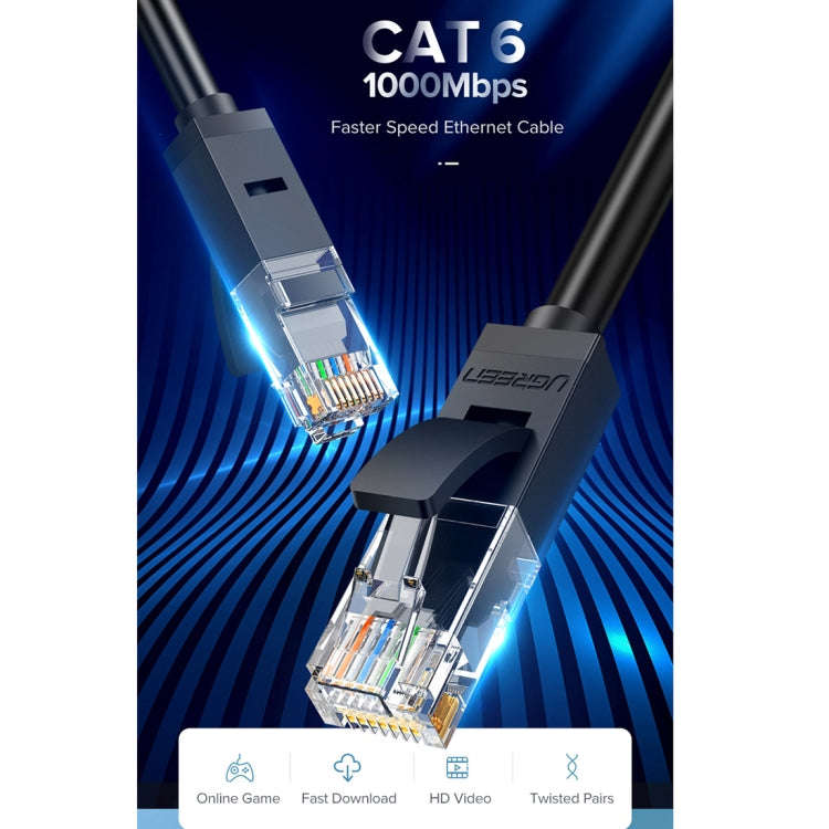 UGREEN NW102 Cat6 RJ45 Household Gigabit Twisted Pair Round Ethernet Cable, Length:1m