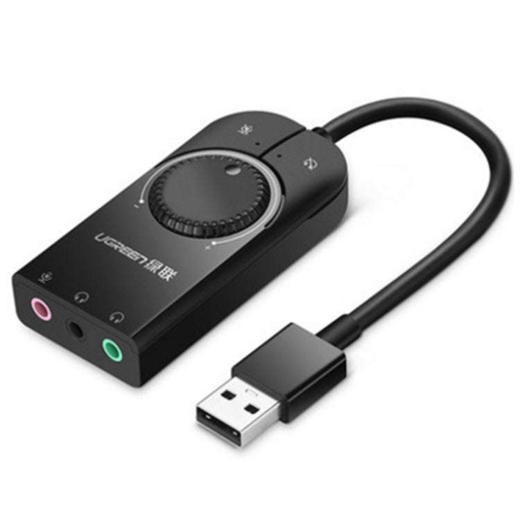 UGREEN CM109 USB to 3-ports 3.5mm Computer External Audio Card with Volume Adjustment Wheel, Leng...