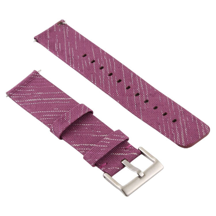 Simple Fashion Canvas Watch Band for Fitbit Versa / Versa 2(Dark Red)
