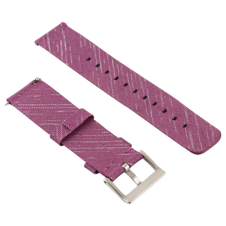 Simple Fashion Canvas Watch Band for Fitbit Versa / Versa 2(Dark Red)