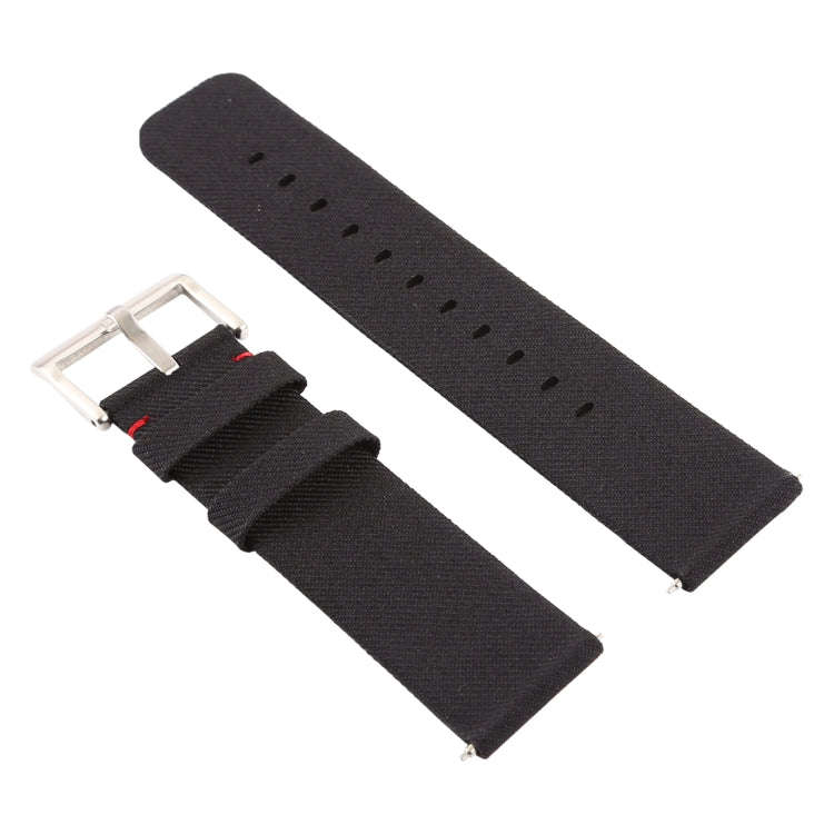 Simple Fashion Canvas Watch Band for Fitbit Versa / Versa 2(Black)