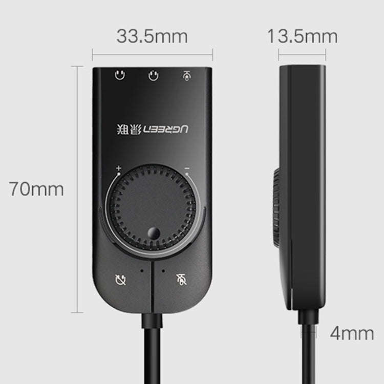 UGREEN CM109 USB to 3-ports 3.5mm Computer External Audio Card with Volume Adjustment Wheel, Leng...