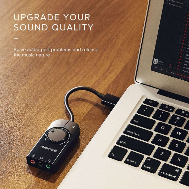 UGREEN CM109 USB to 3-ports 3.5mm Computer External Audio Card with Volume Adjustment Wheel, Leng...