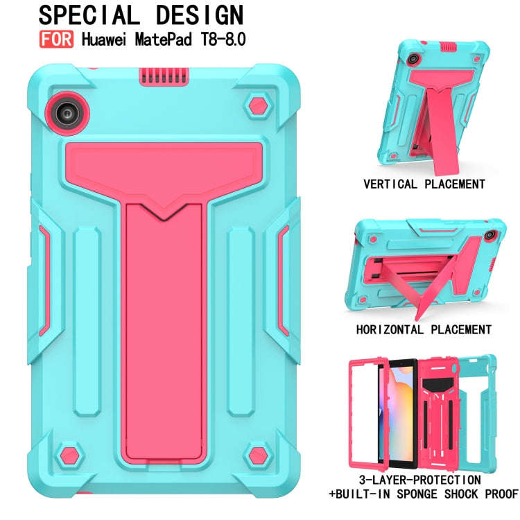 For Huawei MatePad T8 T-shaped Bracket Contrast Color Shockproof PC + Silicone Protective Case(Mi...