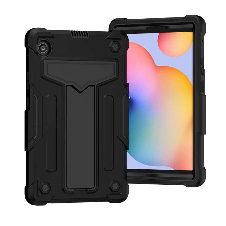 For Huawei MatePad T8 T-shaped Bracket Contrast Color Shockproof PC + Silicone Protective Case(Bl...