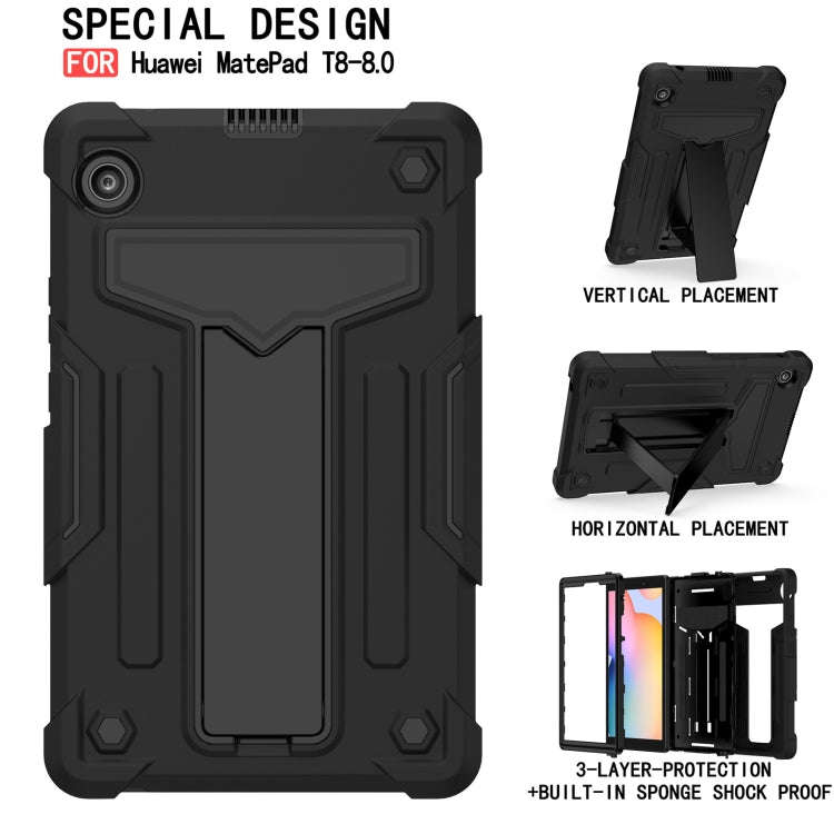 For Huawei MatePad T8 T-shaped Bracket Contrast Color Shockproof PC + Silicone Protective Case(Bl...