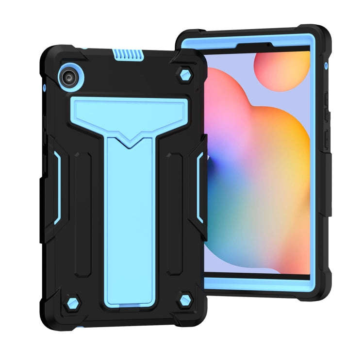 For Huawei MatePad T8 T-shaped Bracket Contrast Color Shockproof PC + Silicone Protective Case(Bl...