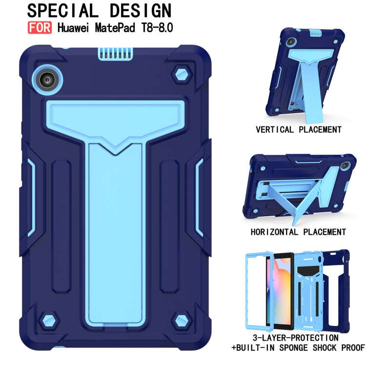 For Huawei MatePad T8 T-shaped Bracket Contrast Color Shockproof PC + Silicone Protective Case(Na...