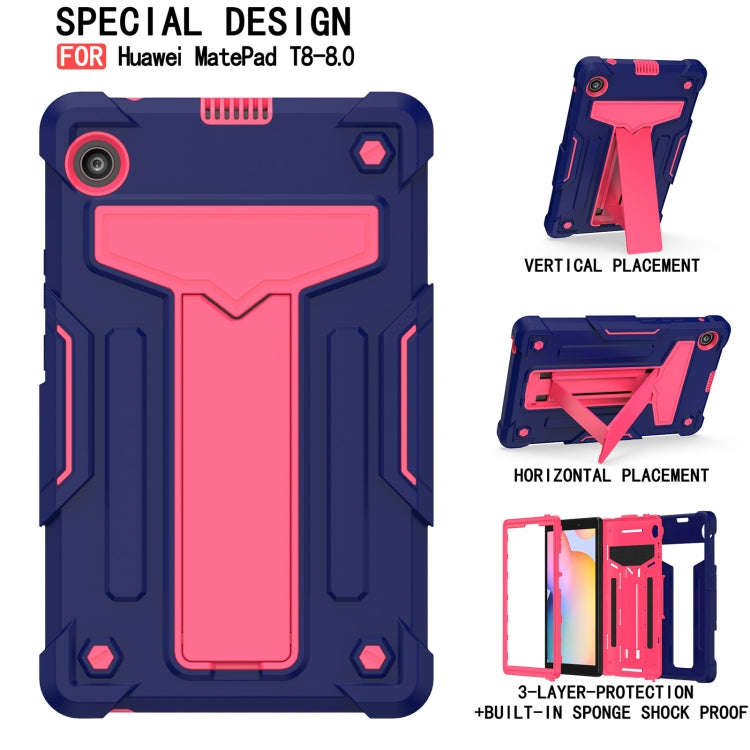 For Huawei MatePad T8 T-shaped Bracket Contrast Color Shockproof PC + Silicone Protective Case(Na...