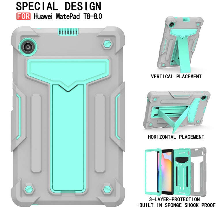 For Huawei MatePad T8 T-shaped Bracket Contrast Color Shockproof PC + Silicone Protective Case(Gr...
