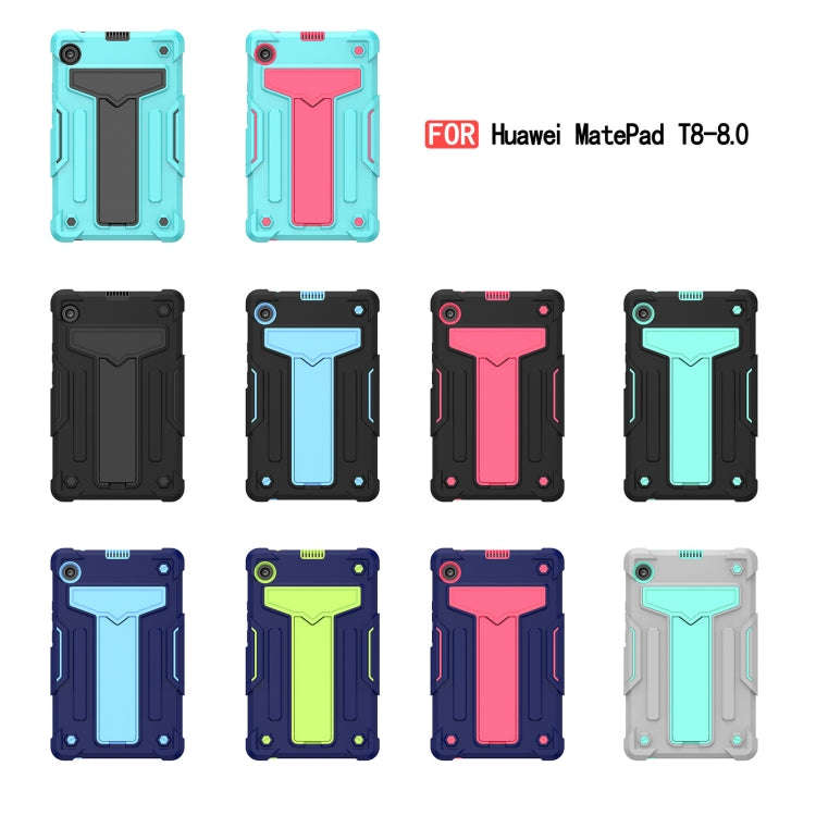 For Huawei MatePad T8 T-shaped Bracket Contrast Color Shockproof PC + Silicone Protective Case(Gr...