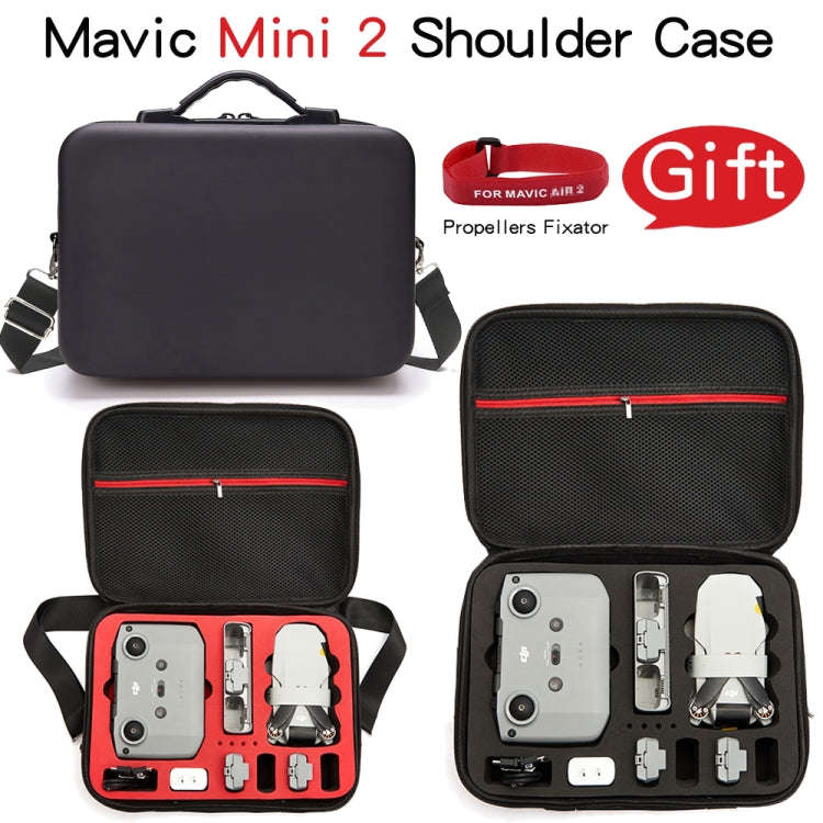 LS4456 Portable Drone PU Shoulder Storage Bag Handbag for DJI Mavic Mini 2(Black + Red Liner)