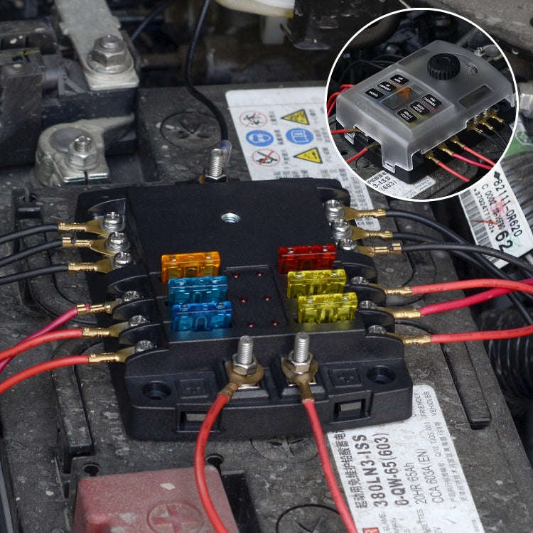 CS-1222A1 High Current Independent Positive and Negative 6-way LED Indicator Plug Fuse Box