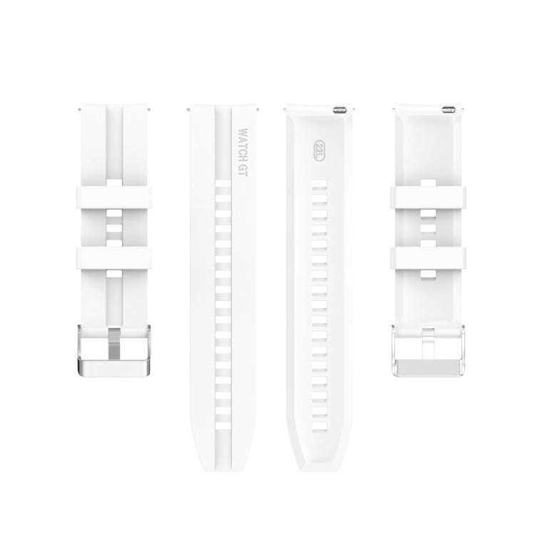 For TicWatch Pro 3 Silicone Watch Band with Silver Steel Buckle(White)