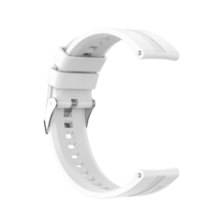 For TicWatch Pro 3 Silicone Watch Band with Silver Steel Buckle(White)
