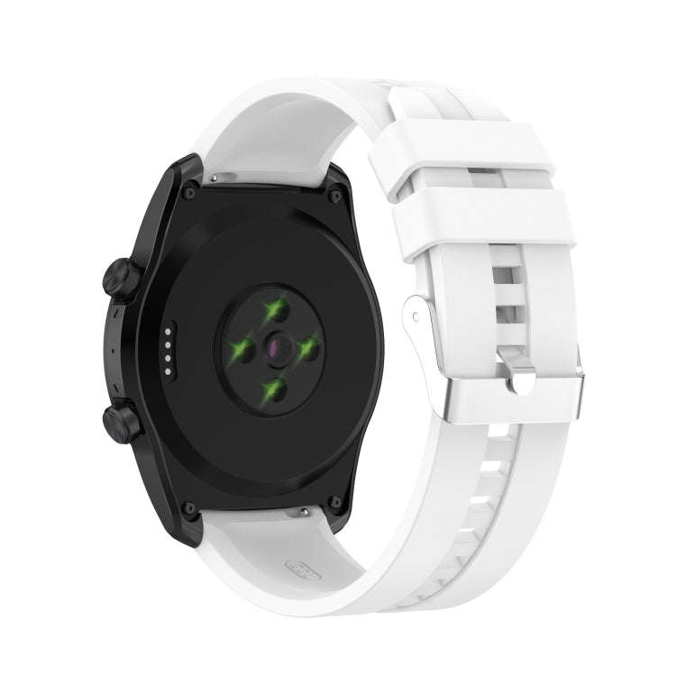 For TicWatch Pro 3 Silicone Watch Band with Silver Steel Buckle(White)