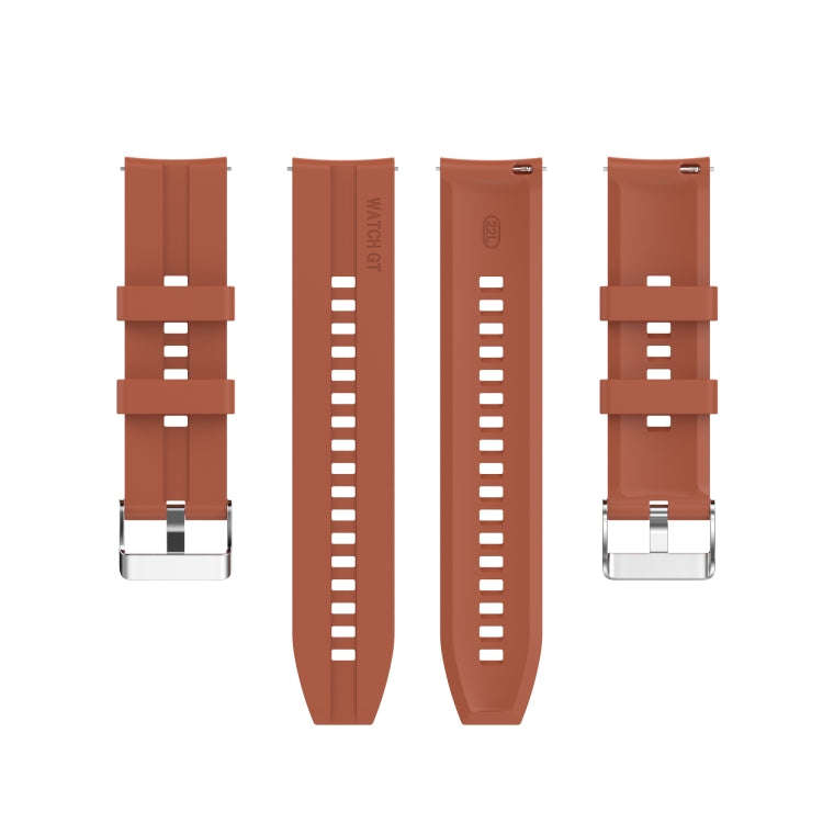 For TicWatch Pro 3 Silicone Watch Band with Silver Steel Buckle(Orange)