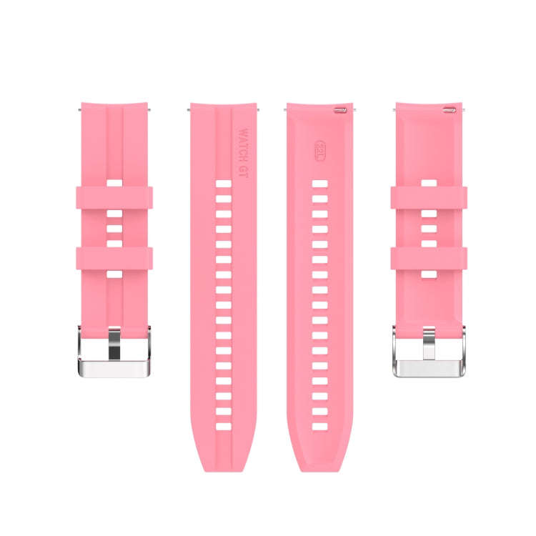 For TicWatch Pro 3 Silicone Watch Band with Silver Steel Buckle(Pink)