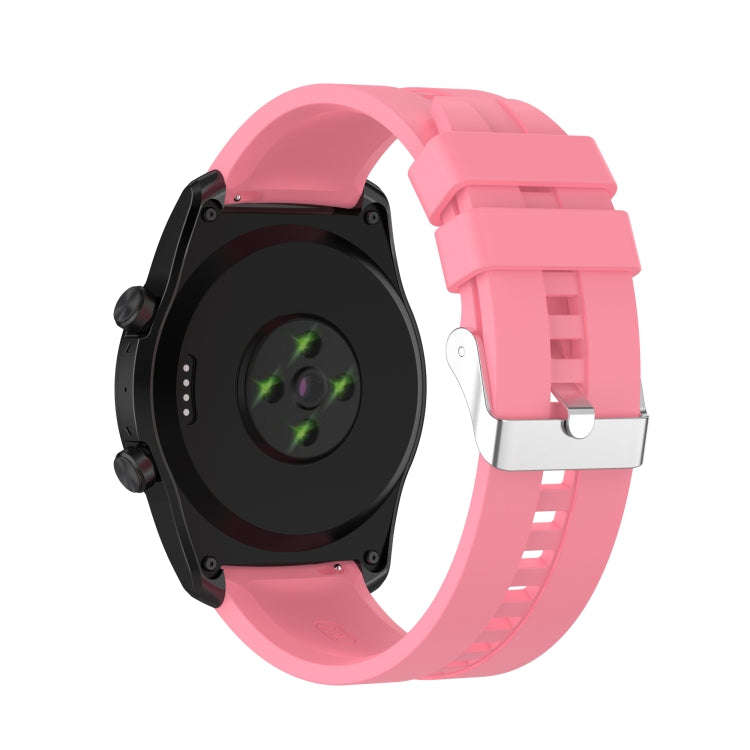 For TicWatch Pro 3 Silicone Watch Band with Silver Steel Buckle(Pink)