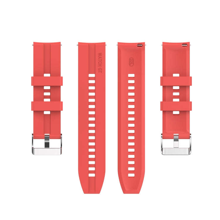 For TicWatch Pro 3 Silicone Watch Band with Silver Steel Buckle(Red)