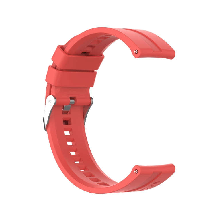 For TicWatch Pro 3 Silicone Watch Band with Silver Steel Buckle(Red)