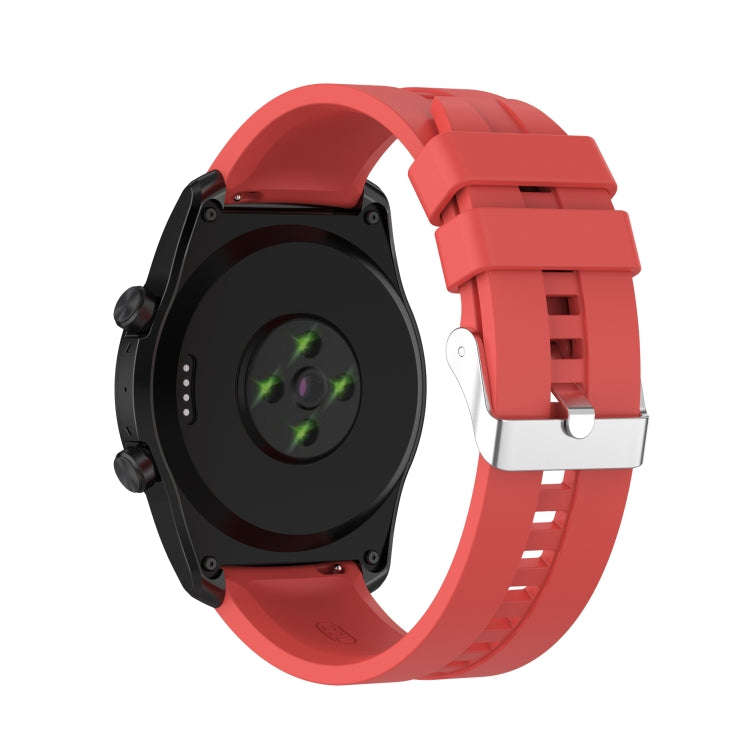 For TicWatch Pro 3 Silicone Watch Band with Silver Steel Buckle(Red)