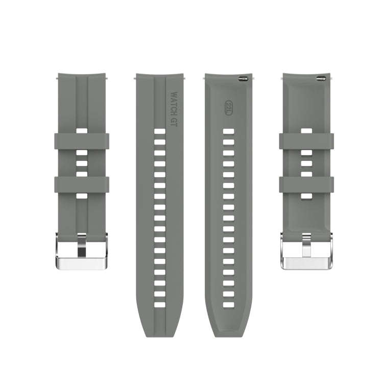 For TicWatch Pro 3 Silicone Watch Band with Silver Steel Buckle(Grey)